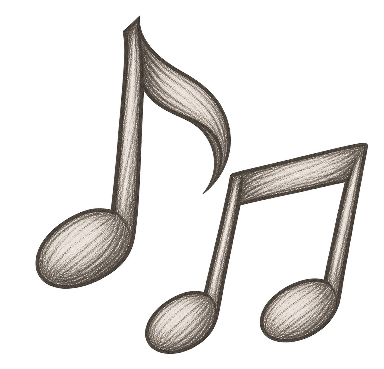 Music notes drawn in a graphite style.