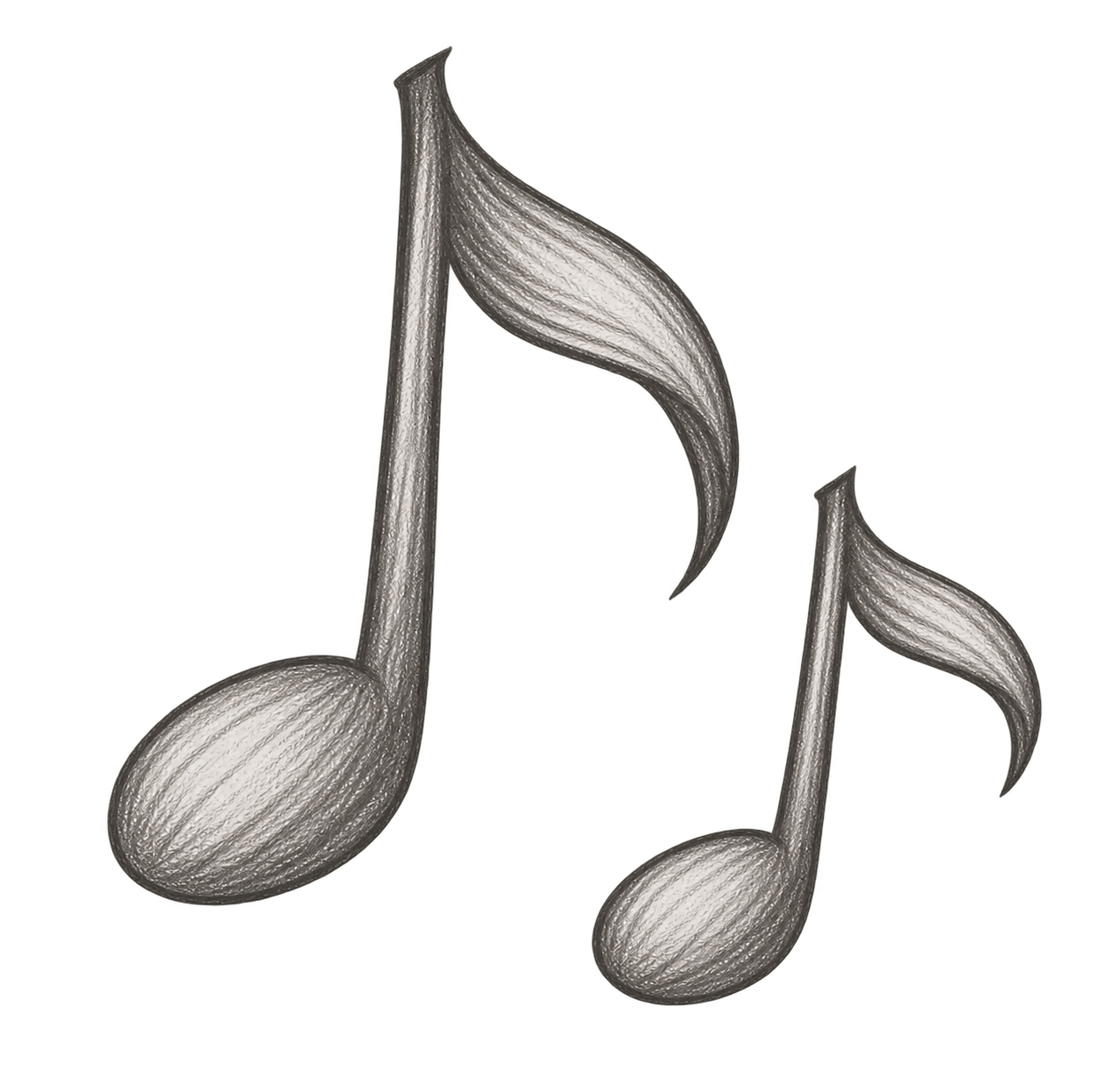 Music notes drawn in a graphite style.